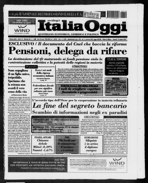 Italia oggi : quotidiano di economia finanza e politica